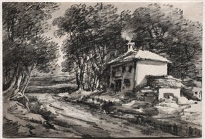 Maisema mökillä recto, c. 1820-luku.