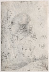 Studies of Heads verso, c. 1820-luku.