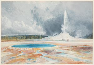 Castle-geysir, Upper Geyser Basin, Yellowstonen kansallispuisto tekijältä Thomas Moran