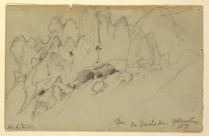 Piirros, Paholaisen luola, Yellowstone, 1871 tekijältä Thomas Moran