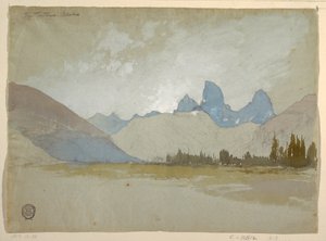 Piirros, Tetons, Idaho, 1879. tekijältä Thomas Moran