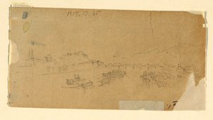 Piirros, Tetons, tasangolta nähtynä, 28. elokuuta 1879. tekijältä Thomas Moran