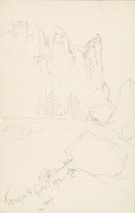 Tongue River Cliffs (leirissä) tekijältä Thomas Moran