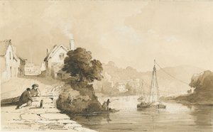 Arley - River Severn: seepiapiirustus, 8. syyskuuta 1837 tekijältä Thomas Peploe Wood