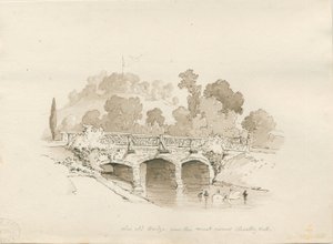 Chartley Hall: kynä- ja pesuluonnos, 1837 tekijältä Thomas Peploe Wood