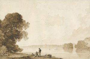 Chillington Park - Pool: seepiapiirros, nd [1837-1838] (piirustus) tekijältä Thomas Peploe Wood