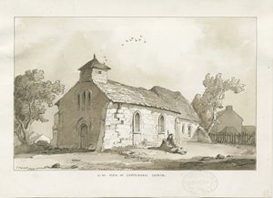Coppenhallin kirkko: seepiapiirustus tekijältä Thomas Peploe Wood