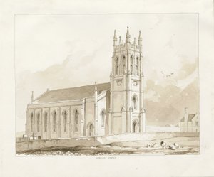 Coseleyn kirkko: seepiapesupiirros, nd [1841] tekijältä Thomas Peploe Wood