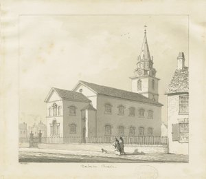 Darlaston Church: seepiapiirustus, 1836 tekijältä Thomas Peploe Wood
