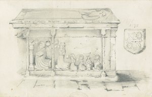 Eccleshall Church - Piispa Benthamin hauta: lyijykynäpiirros, nd [1817-1845] tekijältä Thomas Peploe Wood