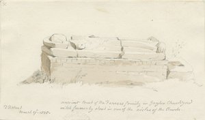 Gayton Church: lyijykynä- ja pesupiirustus, 27. maaliskuuta 1838 (piirustus) tekijältä Thomas Peploe Wood
