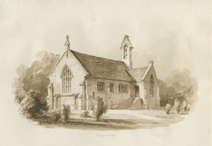 Great Haywood Chapel: seepiapesupiirros, 1840 tekijältä Thomas Peploe Wood