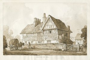 Haughton - Old Hall: seepiapiirustus, 1838 tekijältä Thomas Peploe Wood