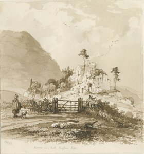 Kinver Edge: seepiapiirustus, 1837 tekijältä Thomas Peploe Wood