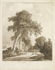 Marchington Church: seepiapesupiirros, 1836 tekijältä Thomas Peploe Wood