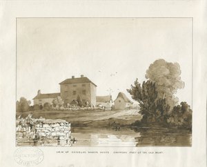 Norburyn kartano: seepiapesupiirustus, 1838 tekijältä Thomas Peploe Wood