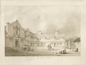 Stafford - Alms Houses: seepiapiirros, nd [1837] (piirustus) tekijältä Thomas Peploe Wood