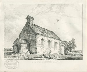 Stafford - Marston Chapel: kynä- ja mustepiirustus tekijältä Thomas Peploe Wood
