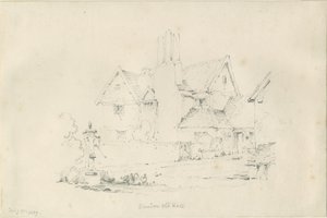 Standon Hall: lyijykynäpiirros, 25. helmikuuta 1839 tekijältä Thomas Peploe Wood