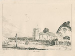 Stowe Church: kynä- ja mustepiirustus tekijältä Thomas Peploe Wood