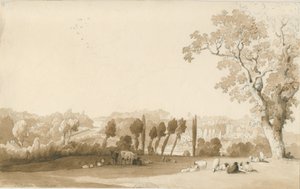 Tettenhall - Kaukainen näkymä kaakosta: kynä- ja pesupiirustus, 30. elokuuta 1837 tekijältä Thomas Peploe Wood