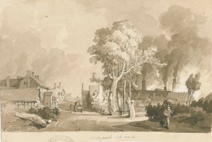 Weston-on-Trent - Shirleywichin suolatehdas: seepiapesupiirustus, 1838 tekijältä Thomas Peploe Wood