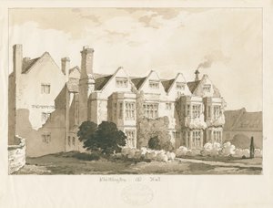 Whittington Hall: kynä- ja pesupiirustus, 1836 tekijältä Thomas Peploe Wood