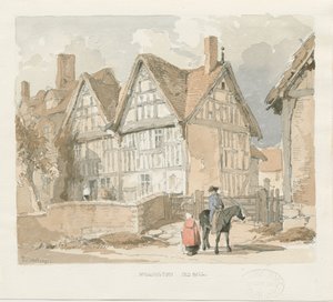 Wigginton Old Hall: akvarellimaalaus, 1841 tekijältä Thomas Peploe Wood