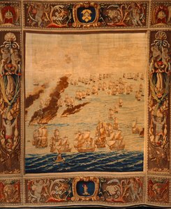 Mortlake tapetry: Fireships in Action, n.1685 (tekstiili) tekijältä Thomas Poyntz
