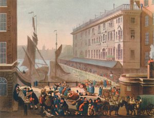 "Billingsgate Fish Market", 1808, 1944. Tekijät: Thomas Rowlandson, Augustus Charles Pugin.