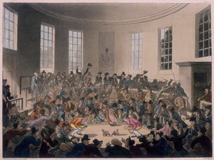 Miehet katsomassa kukkotaistelua, 1700-luvun loppu - 1800-luvun alku
