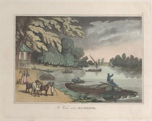 Näkymä Richmondin lähellä, Sketches from Nature, 1822, 1822. Tekijät: Thomas Rowlandson, Joseph Constantine Stadler.