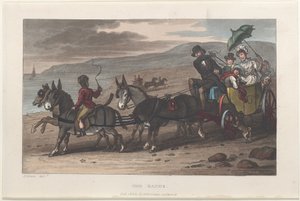 The Sands, teoksesta Poetical Sketches of Scarborough, 1813., 1813. Tekijät: Thomas Rowlandson, Joseph Constantine Stadler, J. Bluck.
