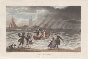 Wet Quakers, teoksesta Poetical Sketches of Scarborough, 1813., 1813. Tekijät: Thomas Rowlandson, Joseph Constantine Stadler, J. Bluck.
