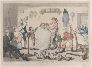 Parturi, 1811, 1811. tekijältä Thomas Rowlandson