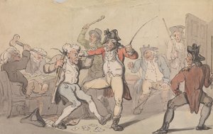 Havaittu kortteja salaa jakava ”Black Leg” tekijältä Thomas Rowlandson