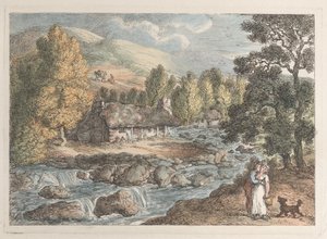 Vesiputous Cornwallissa tekijältä Thomas Rowlandson