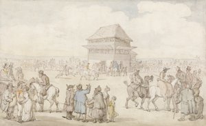A Crowded Race Meeting, n. 1805-1810 (kynä ja muste ja w/c paperilla) tekijältä Thomas Rowlandson