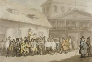 Hevosmyynti Hopkinsin varastossa, Barbicanissa tekijältä Thomas Rowlandson