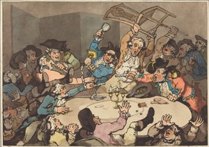 A Kick-up at a Hazard Table, julkaistu 1787. tekijältä Thomas Rowlandson