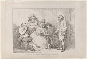 Nainen limbo-tilassa, tai juutalaisen takuupyyntö hylättiin tekijältä Thomas Rowlandson