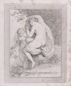 Itseään kuivaava nymfi, 1790-99, 1790-99. tekijältä Thomas Rowlandson