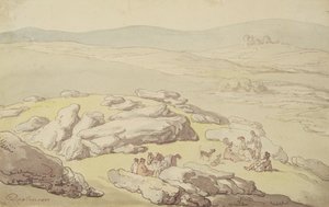 Piknik Dartmoorilla (kynä ja muste ja akvarelli paperille) tekijältä Thomas Rowlandson