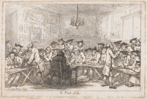 A Print Sale – yöhuutokauppa, 1788, 1788. tekijältä Thomas Rowlandson