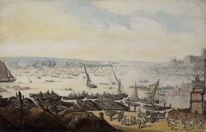 Regatta Thamesilla Westminsterin alla, tekijältä Thomas Rowlandson