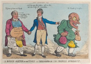 Sir Francis Burdettin karkea sketch of the time, 1810, 1810. tekijältä Thomas Rowlandson