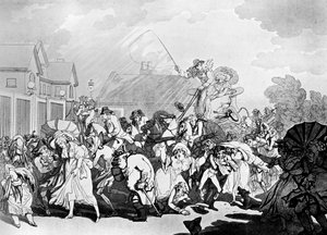 Äkillinen myrsky Hyde Parkissa, c1791. tekijältä Thomas Rowlandson