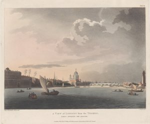 Näkymä Lontooseen Thamesilta, 1. marraskuuta 1809, 1. marraskuuta 1809 tekijältä Thomas Rowlandson