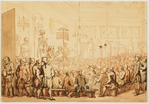 Anatomian luento Kuninkaallisessa taideakatemiassa tekijältä Thomas Rowlandson