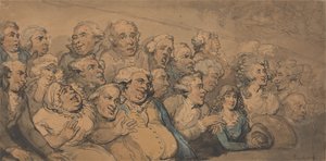 Yleisö Drury Lane -teatterissa tekijältä Thomas Rowlandson